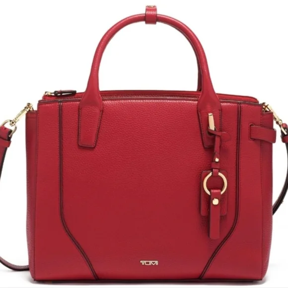 Tumi Stanton Kiran Leather Tote in Raspberry Red - Picture 1 of 15
